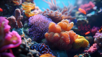 Obraz premium Vibrant coral reef teeming with marine life.