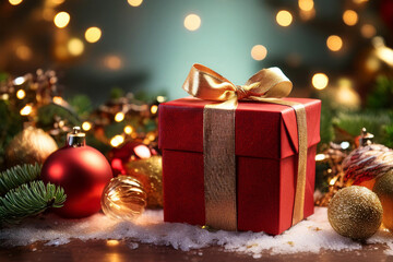 Weihnachtsgeschenk mit sch&ouml;ner Weihnachtsdekoration