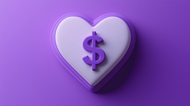 An animated heart symbol with a dollar sign, set against a purple background, representing financial donations for Giving Tuesday