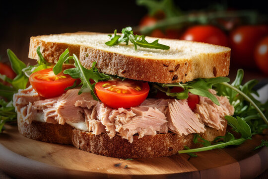 Frisches Tunfisch Sandwich mit Tomaten