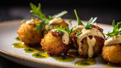 Fried olives with garlic aioli.
