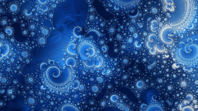 Fototapeta  A pattern of blue fractal designs with intricate details. 