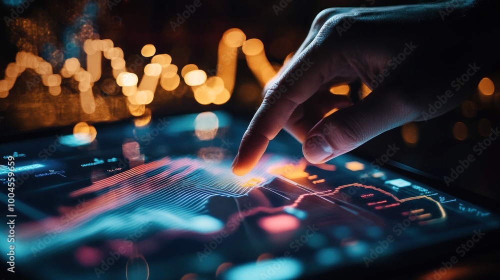 Poster hand interacting with data visualization