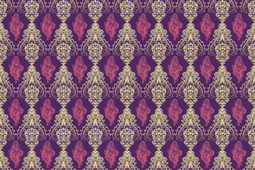 Damask seamless pattern vector,vintage,traditional,ethnic pattern, Turkish motifs, Great for fabric and textile, wrapping, clothing,carpet, Bandana, batik, and wallpaper