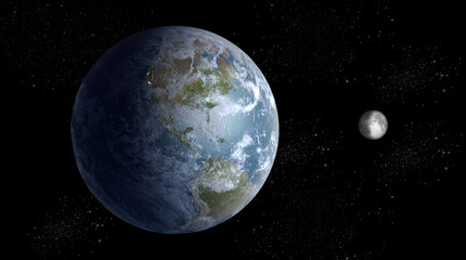 Earth and Moon in Space