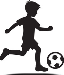 Football player kicking football silhouette vector illustration isolated on a white background