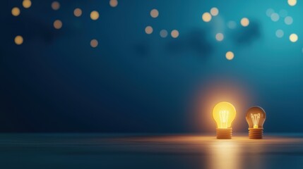 Warm Light Bulbs on a Soft Blue Background