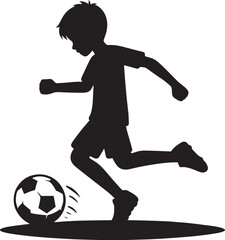 Football player kicking football silhouette vector illustration isolated on a white background