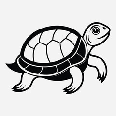 Turtle with Smooth Shell Outline Icon Vector Illustration for Kids' Creative and Educational Coloring Book.