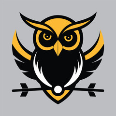 Black and Yellow Owl Vector Icon Logo Illustration for Man's Professional Design Projects.