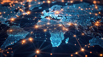 Obraz premium Global network on Earth concept, technology for internet business. Global world network