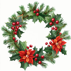 Christmas wreath clipart, isolated vector illustration