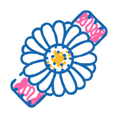 hair pin with chamomile ornament doodle icon sketch vector. hair pin with chamomile ornament sign. isolated symbol illustration