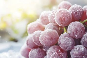 Frozen Grapes in a Sunlit Garden