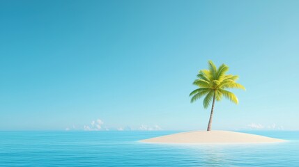 Tranquil Island Escape with Palm Tree and Clear Sky