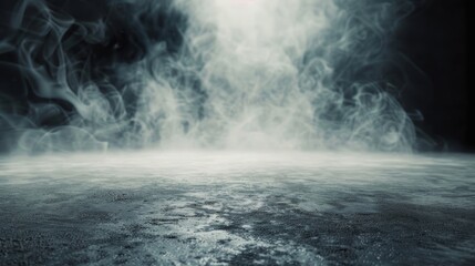 Fototapeta premium Smoke On Cement Floor With Defocused Fog In Halloween Abstract Background, 