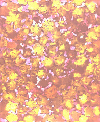 Digital seamless pattern of abstract flowers in shades of brown, yellow and pink, created from a watercolor painting