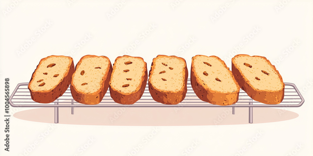 Canvas Prints Biscotti lined on a cooling rack after baking and cooling down, sweet illustration