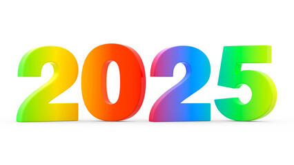 New Year 2025 Rainbow 3d Numbers Isolated Transparent Background 3d Rendering