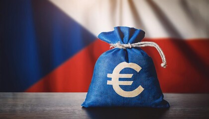 Czech Republic Currency Symbol with Flag Background