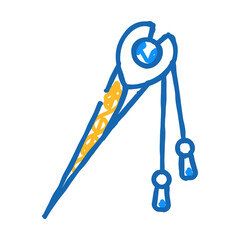 hair pin with decoration doodle icon sketch vector. hair pin with decoration sign. isolated symbol illustration