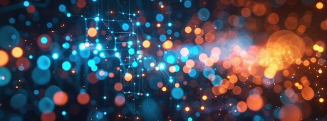 Abstract digital background with circuit board and glowing elements. Big data technology concept