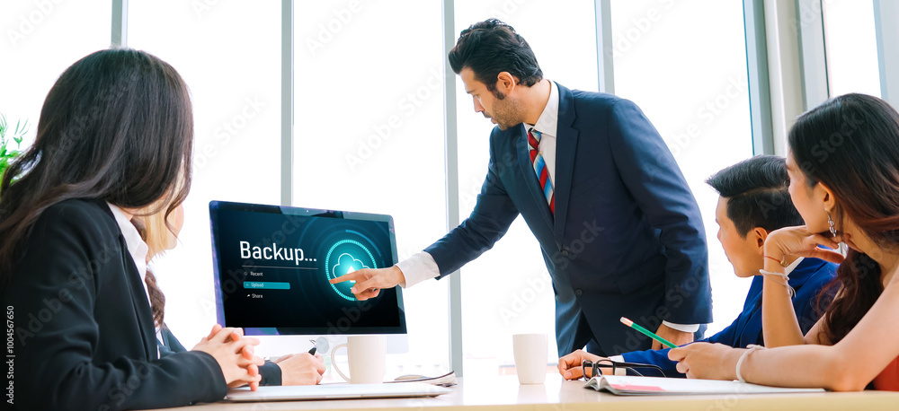 Poster backup storage data internet technology business concept. database storage cloud technology file dat