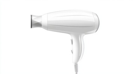 3D realistic white hair dryer vector icon isolated on a white background
