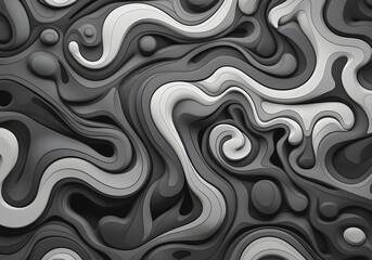 Black And White Abstract Embossed Liquid Flowing Background