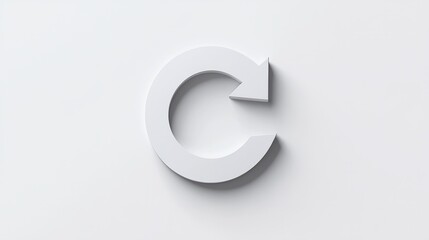 A curved arrow pointing backwards in a circular formation, symbolizing return, retry, or undo, on a clean white background with subtle gradient shadow effect.