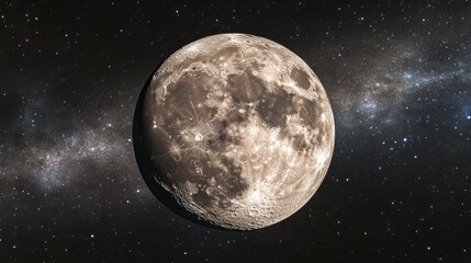 A Breathtaking Panoramic View of the Moon Against the Infinite Cosmic Canvas: Exploring the Wonders of Outer Space and the Mysteries of the Universe