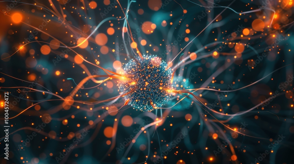 Poster neural links network it shines with interconnected nodes and data streams