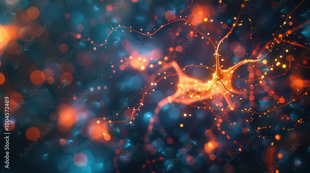Poster neural links network it shines with interconnected nodes and data streams