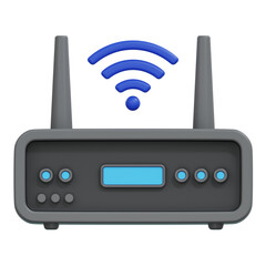 internet router device with wifi sign 3d render illustration