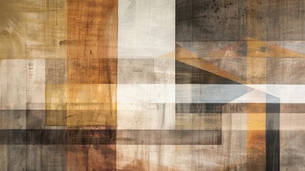 Naklejka premium Geometric Abstract in Earth Tones with Textured Layers