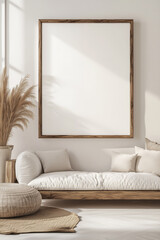 Mockup frame for wall decoration in a room with modern interior and luxury furniture