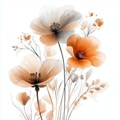 Delicate Line Art of Assorted Minimalist Flowers