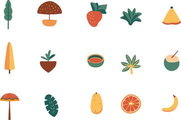 Set Of Tropical Beach Element Set