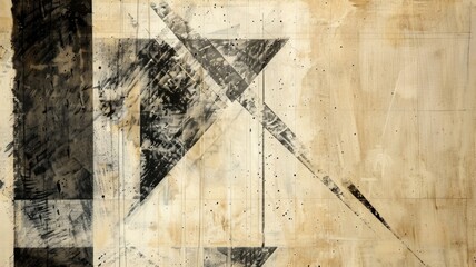 Abstract Geometric Shapes with Grunge Texture in Neutral Tones