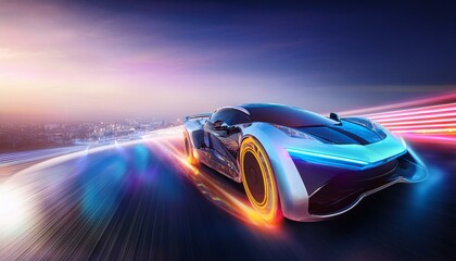 Naklejka premium super fast cyberspace car technology, concept style