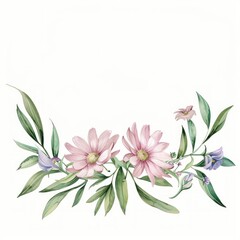 Ribbon with daisy border pattern flower wreath.