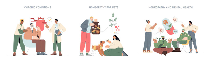 homeopathy. Flat Vector Illustration