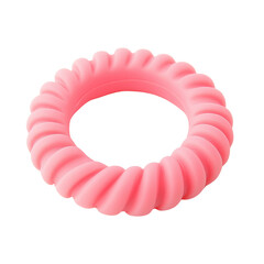 Obraz premium Cute and safe pink teething ring for babies isolated on a clean white background