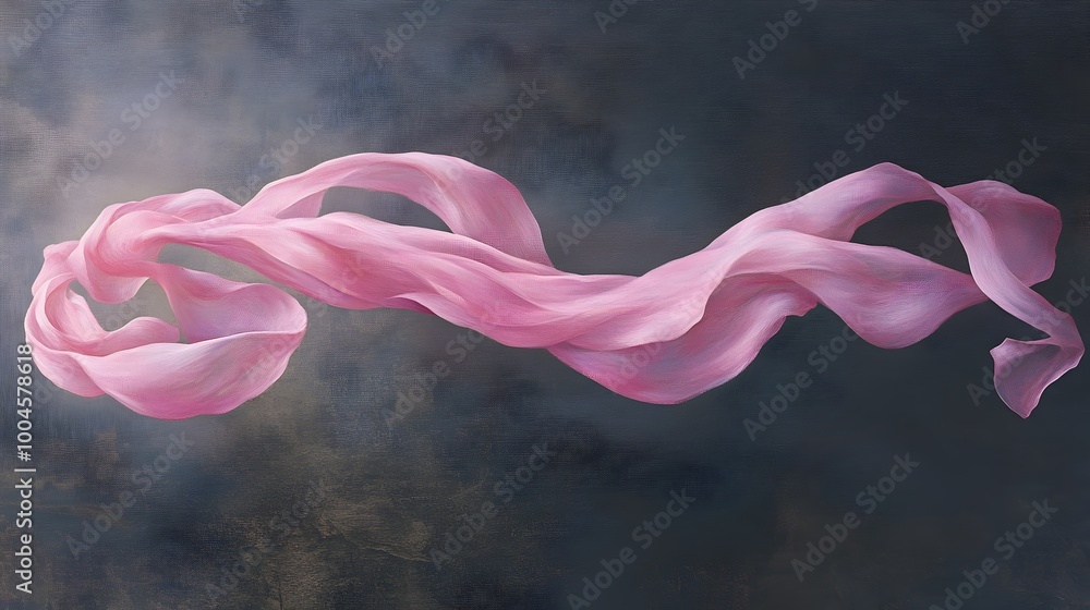 Poster ethereal ribbon of life gently floating and swaying in a serene natural environment symbolic of the 