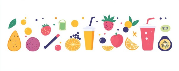 healthy food and drink on a white background