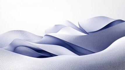 Obraz premium Abstract blue and white flowing fabric waves on a white background.