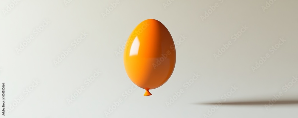 Poster orange balloon floating against a soft gradient background, minimalism and serenity concept