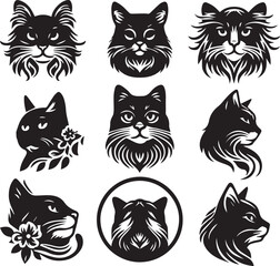 cat head vector set