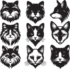 cat head vector set