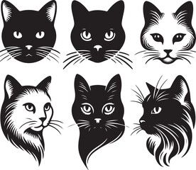 cat head vector set